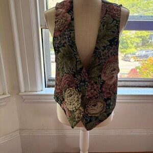 Backroad Blues Vintage Floral Tapestry Vest